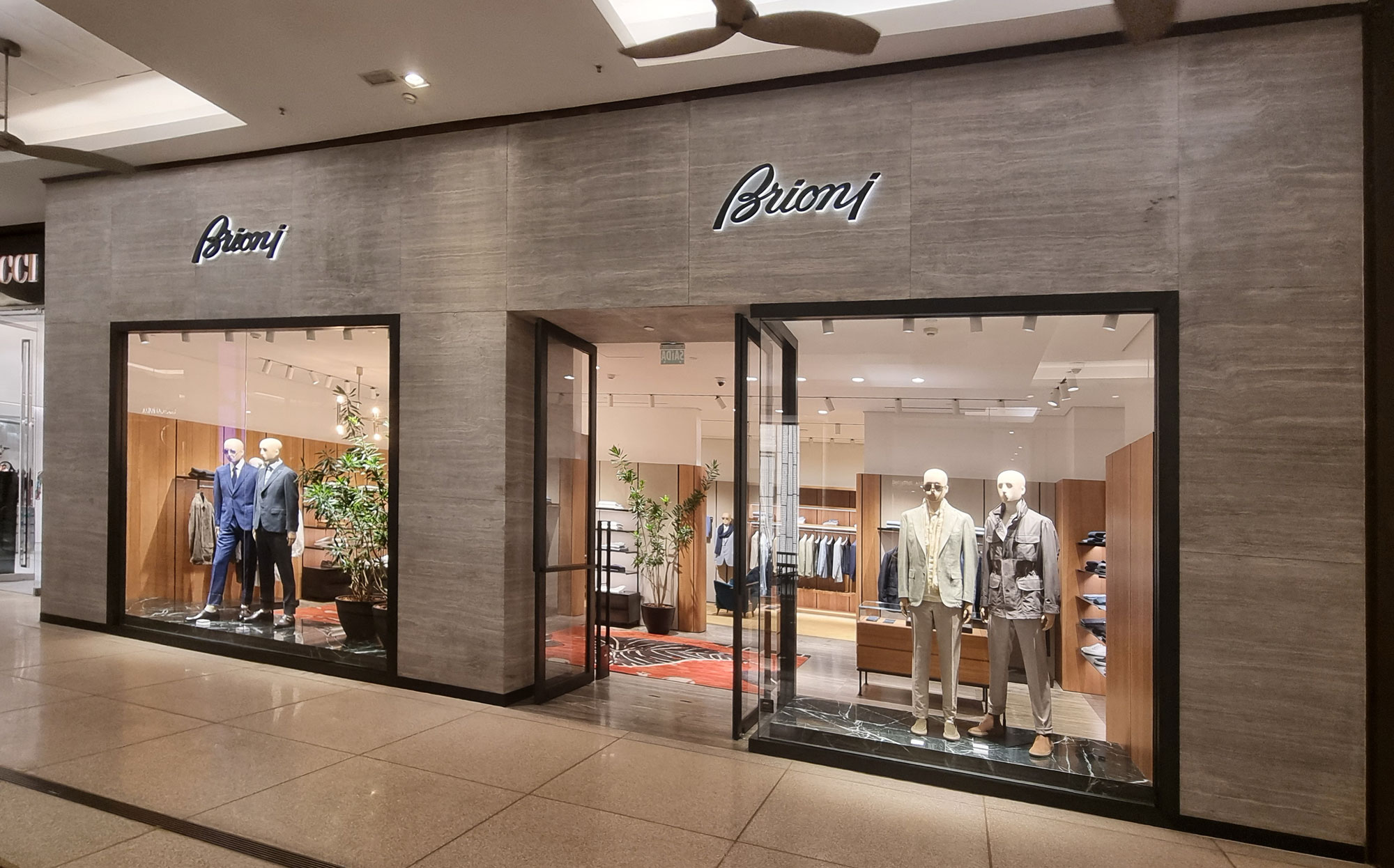 Loja Brioni Shopping Cidade Jardim São Paulo Travertino Silver Stone Marmi Boutique