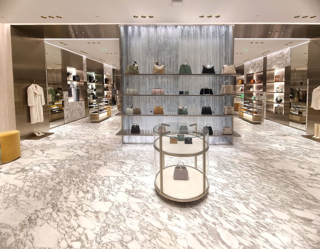 Loja Fendi com Calacatta Vagli fornecido pela Stone Marmi Boutique